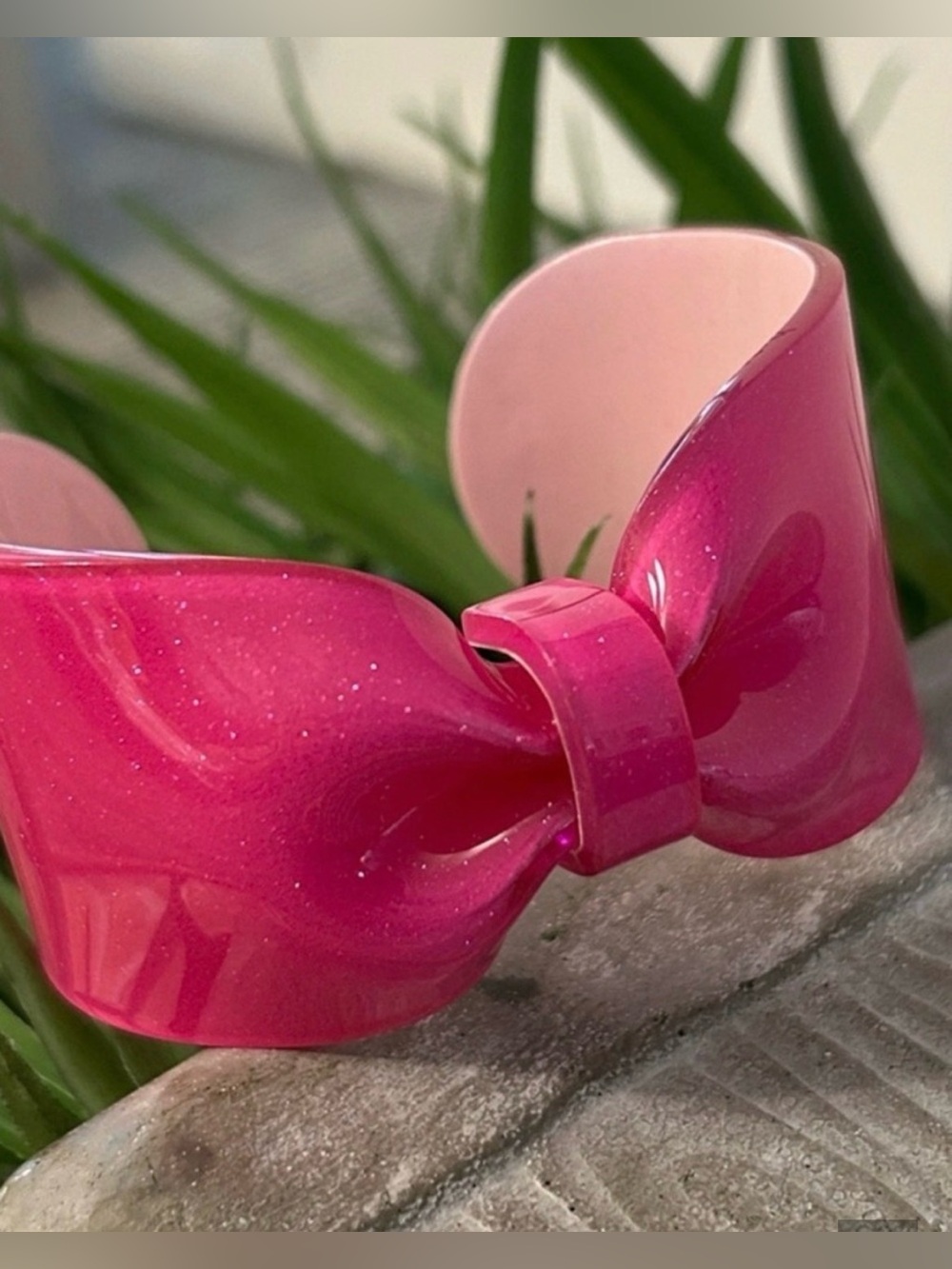 Sparkling Hot Pink Bow Cuff Bracelet NEW lightweight fashion jewelry